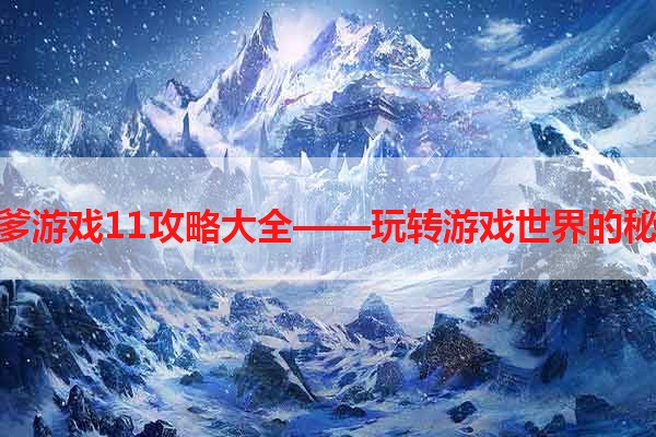 坑爹游戏11攻略大全——玩转游戏世界的秘籍